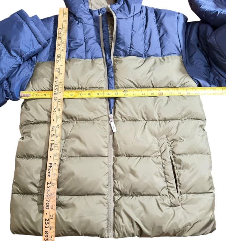 Wonder Nation Youth XXL 18 Puffer Jacket Hooded Olive Blue WB48305 - Thumbnail 4