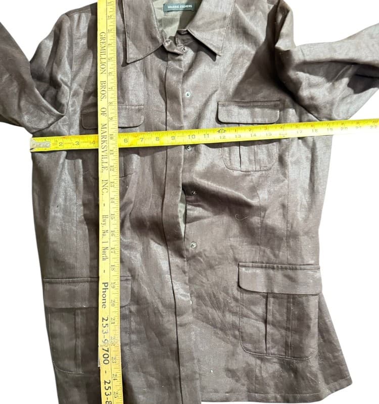 Valerie Stevens 100% Linen Jacket Women’s Size 10 Belted Utility Coat - Thumbnail 5