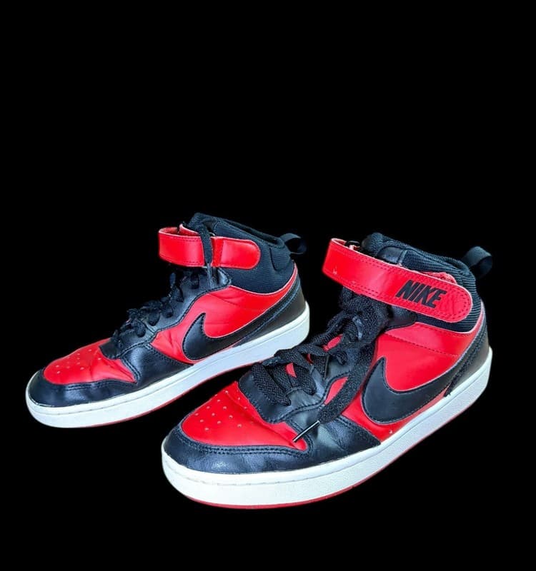 Nike Court Borough Mid 2 GS CD7782-602 Red Black US 6Y Youth - Thumbnail 3
