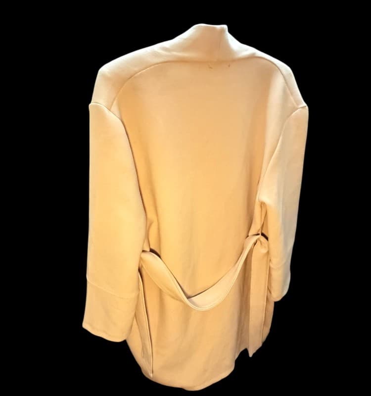 Suzy D London Cream Open Front Longline Cardigan Tie Back Pockets - Thumbnail 2