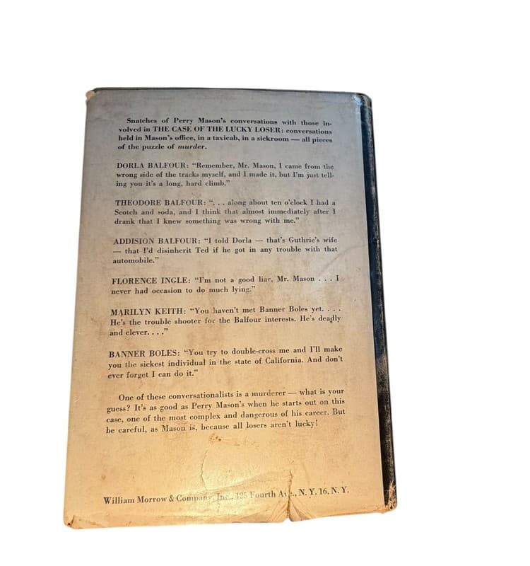 Vintage Perry Mason Book The Case of the Lucky Loser Erle Stanley Gardner HC - Thumbnail 2