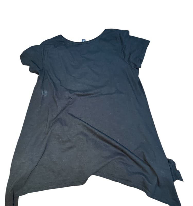 Terre Bleue Women’s Black Embroidered Tunic Top Size M Asymmetrical Hem - Thumbnail 2