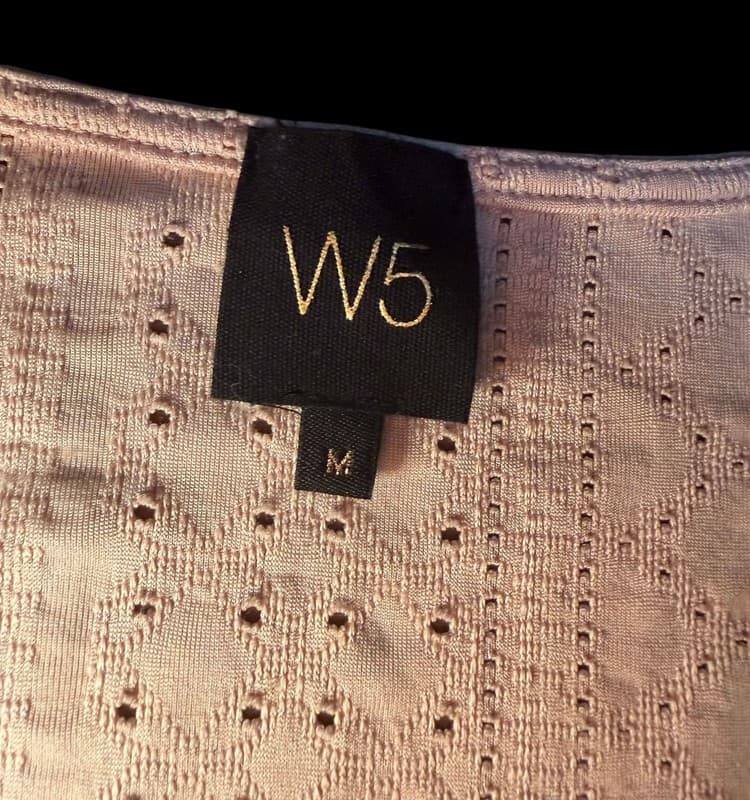 W5 Women’s Eyelet Lace Tie Front Crop Top V-Neck Cream Size M - Thumbnail 3