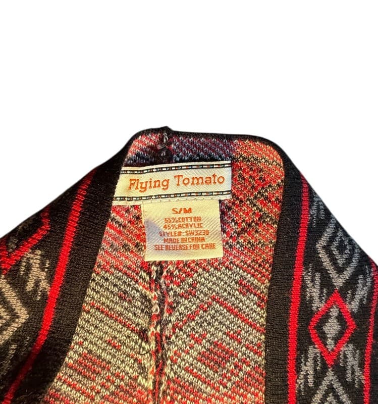 Flying Tomato Boho Southwestern Aztec Knit Kimono Cardigan S/M Style SW2320 - Thumbnail 3