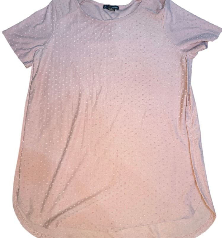 Adrianna Papell Women’s Blush Swiss Dot Short Sleeve Blouse Size M - Image 1