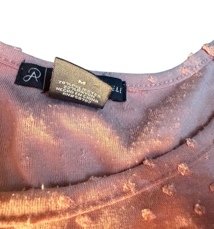 Adrianna Papell Women’s Blush Swiss Dot Short Sleeve Blouse Size M - Thumbnail 4