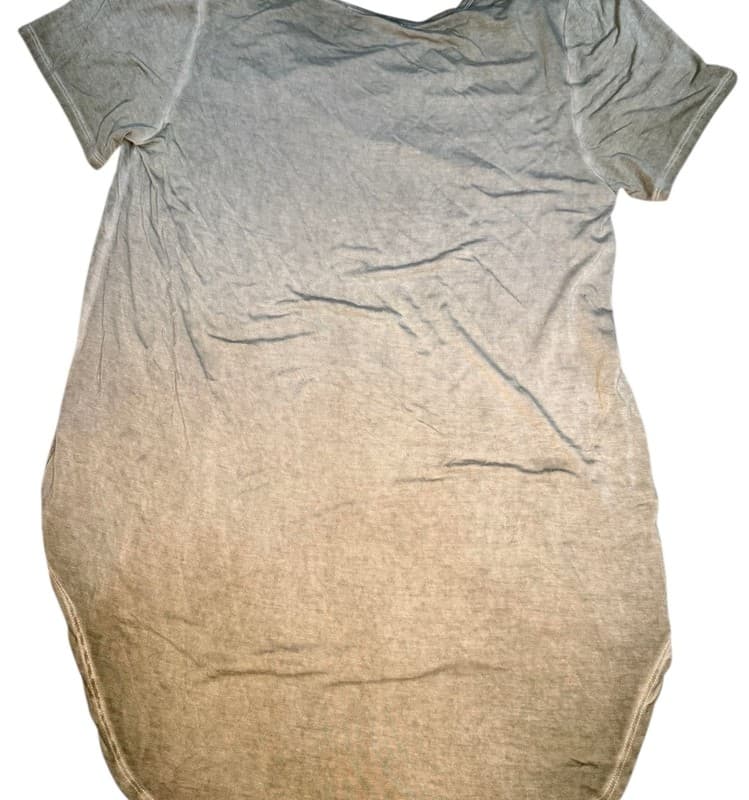 Seven7 Women’s Olive Green V-Neck Top Medium Criss Cross Back High Low Hem - Thumbnail 2