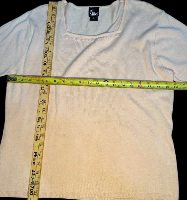 Ali Miles Women’s Knit Short Sleeve Top XL Blush Pink Asymmetrical Neckline - Thumbnail 4