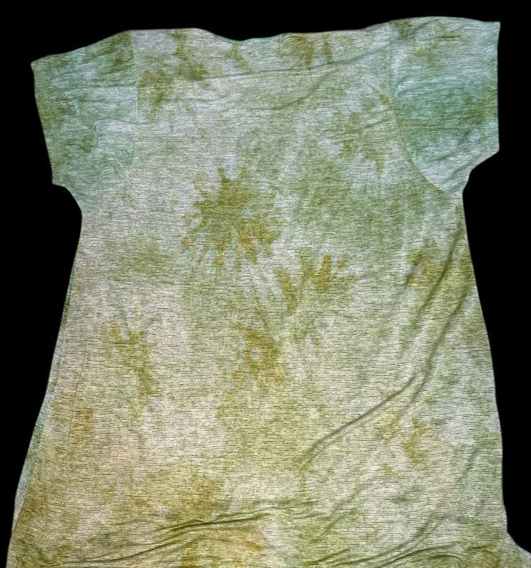 One World Women’s Large Green Tie Dye Short Sleeve Scoop Neck Boho Top - Thumbnail 2