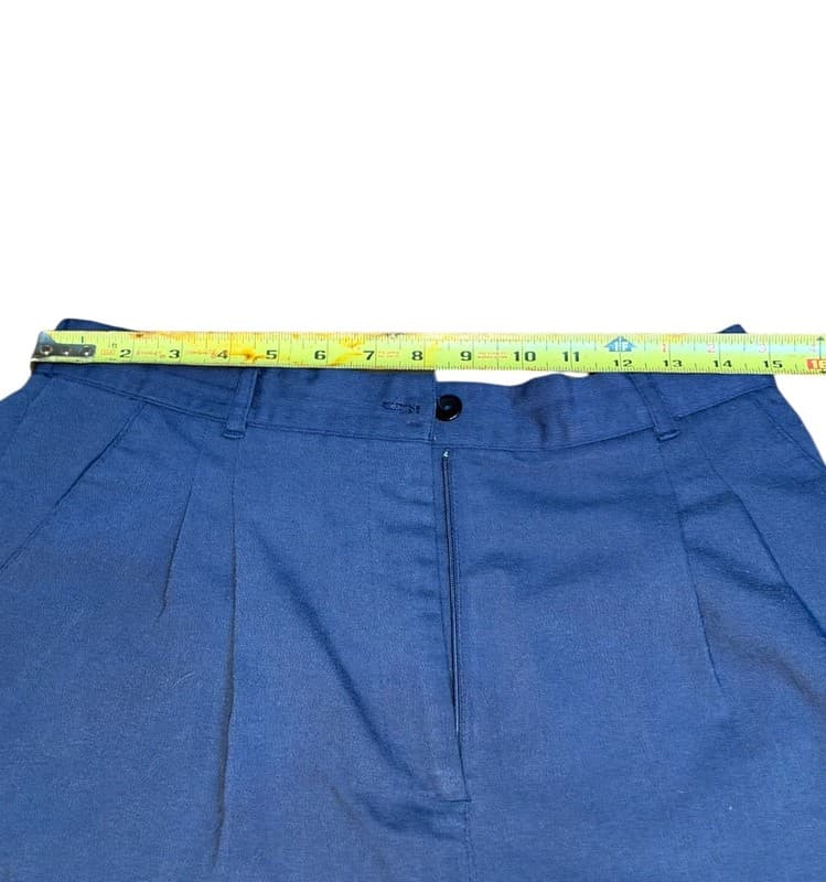 Brindar Navy Blue Women’s Pleated Shorts Made in USA Elastic Waist Size Approx - Thumbnail 4
