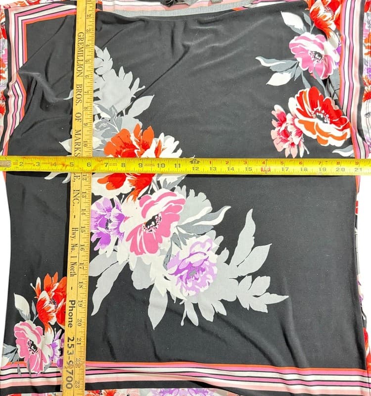 Investments Floral Blouse Women’s Medium Black Pink Border Print Top - Thumbnail 5