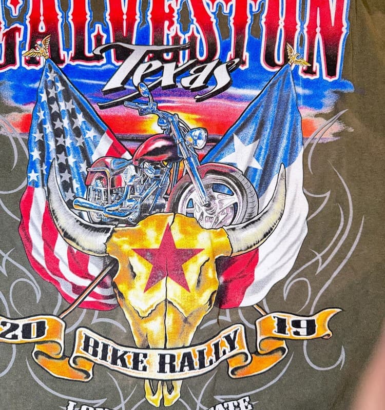Galveston Texas Bike Rally 2019 T-Shirt Bayside USA Made 3XL Distressed - Thumbnail 4