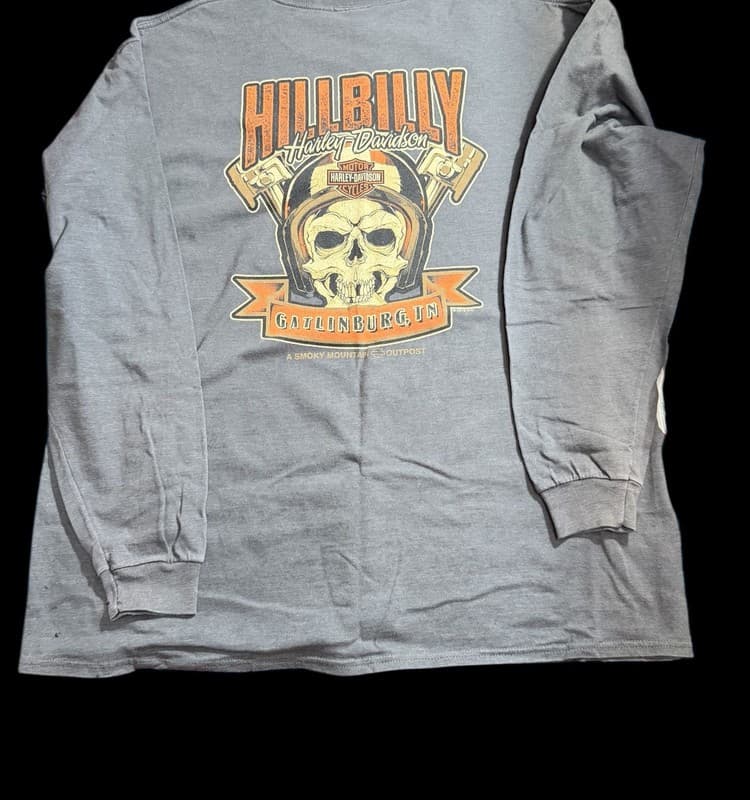 Harley-Davidson Hillbilly Gatlinburg TN Skull Long Sleeve Shirt Adult XXL - Thumbnail 2