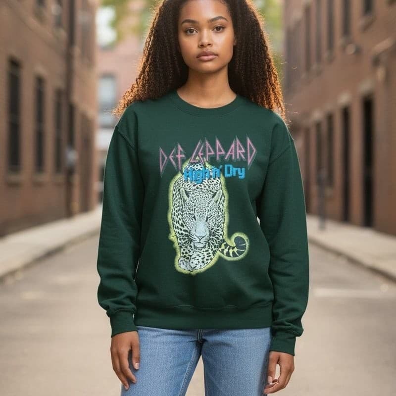 Vintage Def Leppard Pyromania 1983 United States Tour Black Crewneck Sweatshirt - Thumbnail 2