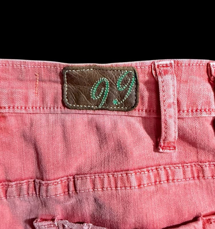 Level 99 Coral Pink Denim Pencil Skirt Women’s Long Jean Skirt Front Slit - Thumbnail 6