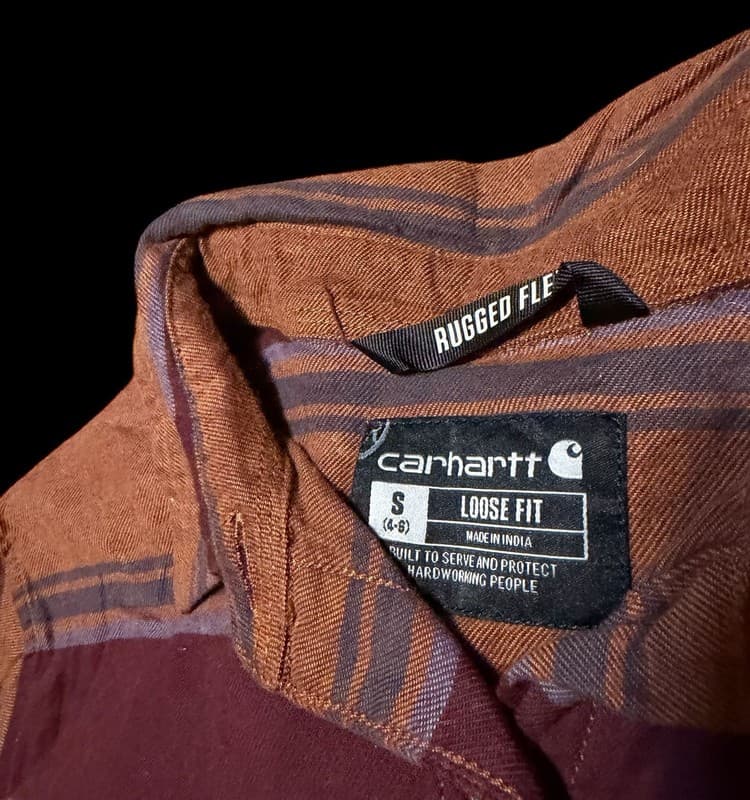 Carhartt Rugged Flex Loose Fit Midweight Flannel Long-Sleeve Plaid Shirt S - Thumbnail 4