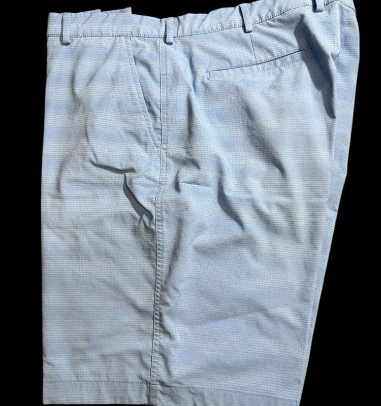 Greg Norman Men’s Golf Shorts W40 Blue Stretch Performance Shark Logo - Image 1