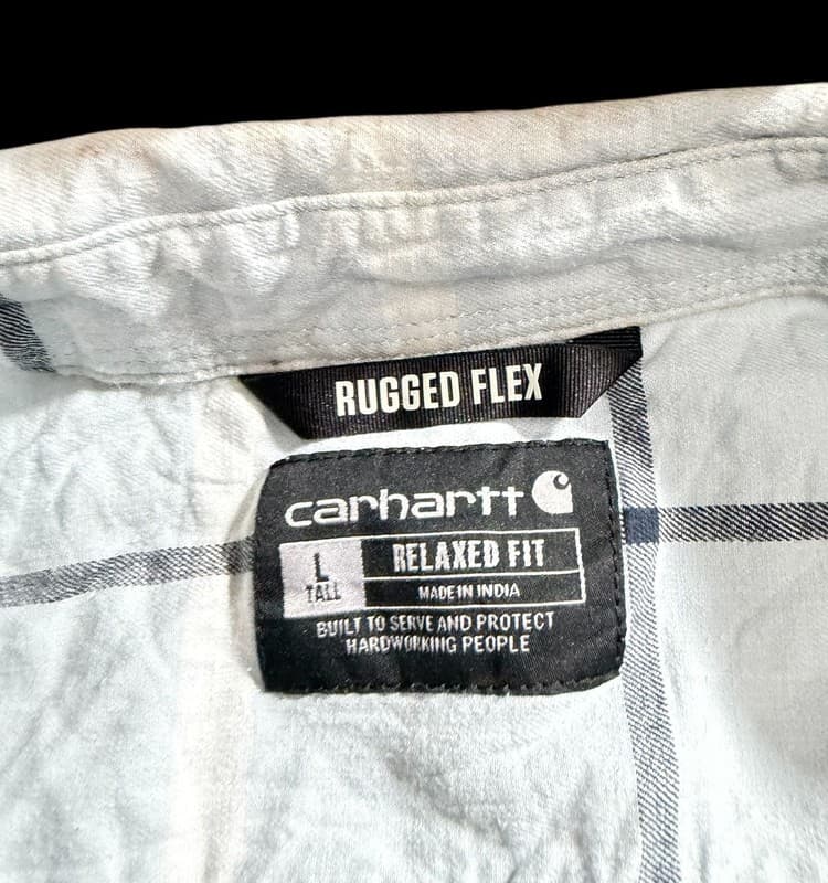 Carhartt Men's Blue Plaid Button Up Short Sleeve Shirt - Thumbnail 4