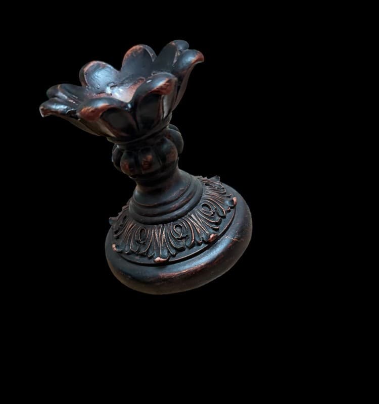 Vintage Hand Carved Resin Candlestick Candle Holder 7.5" - Image 1