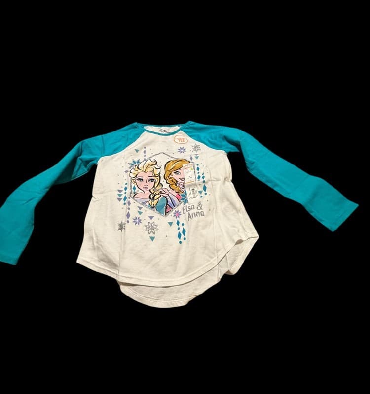 Disney Frozen Elsa and Anna Long Sleeve Graphic T-Shirt - Image 1