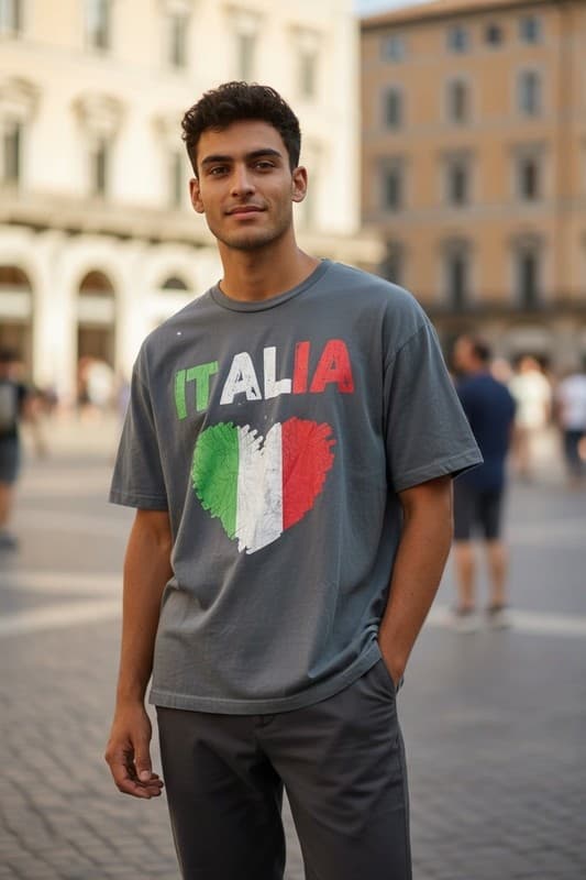 Italia Italian Flag Heart T-Shirt - Thumbnail 2