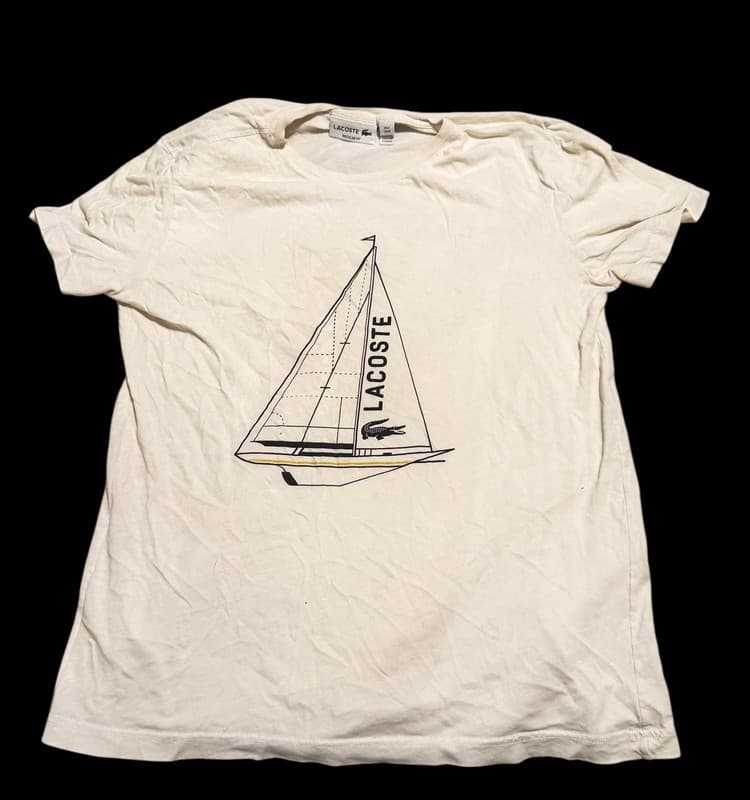 LACOSTE Yacht Racing Boat Men's White T Shirt - Image 1
