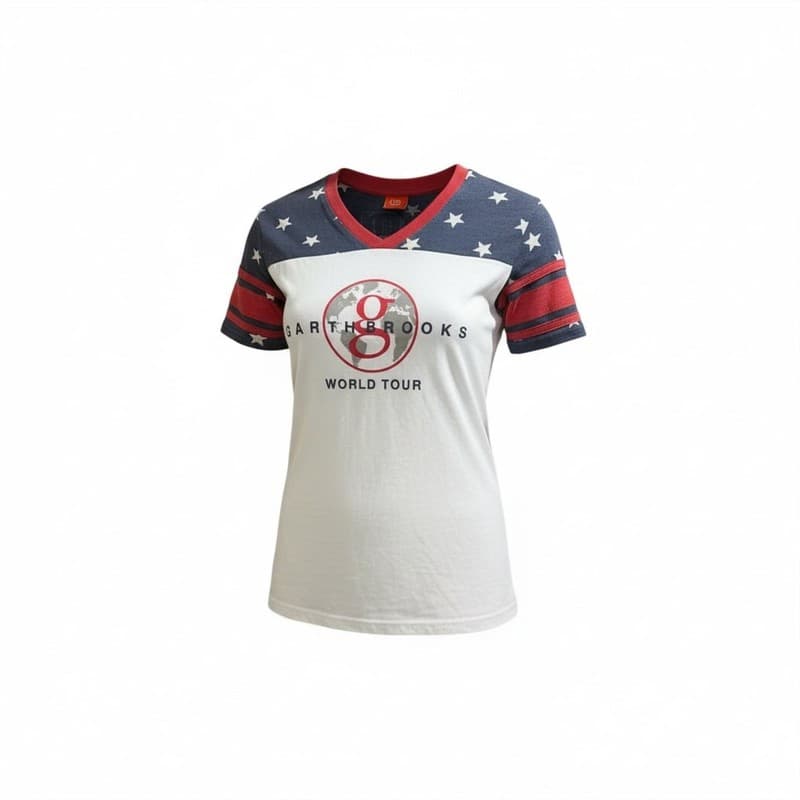 Garth Brooks World Tour #7 Jersey Style Concert T-Shirt Patriotic - Thumbnail 2