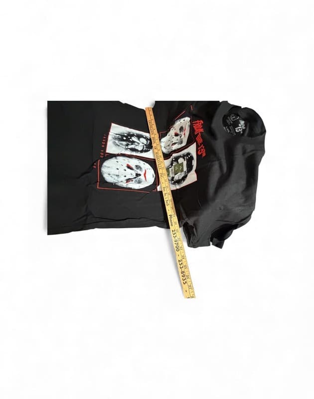 Friday The 13th Jason Hockey Mask Horror Slasher Black T-Shirt - Thumbnail 5