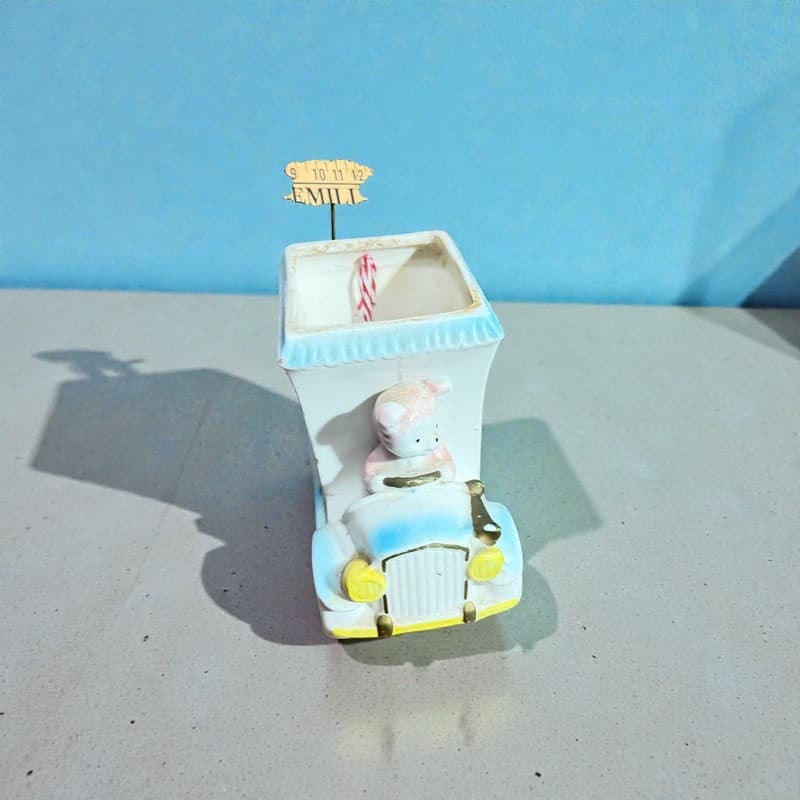 Vintage Nancy Pew Japan Ceramic Teddy Bear Musical Truck Planter - Thumbnail 2