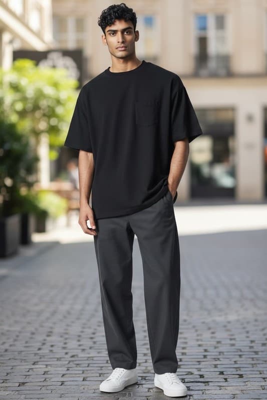 Vintage Black Short Sleeve Pocket T-Shirt Men's - Thumbnail 3