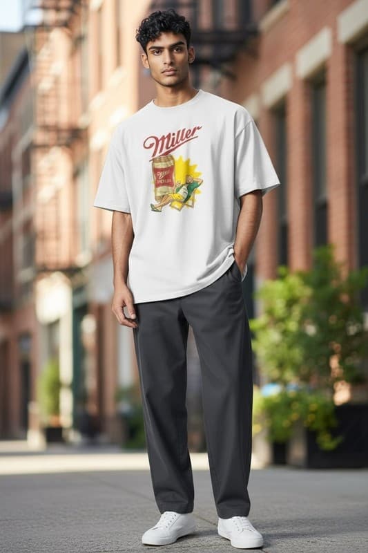 Miller High Life Eagle Distressed Crew Neck T-Shirt - Thumbnail 2