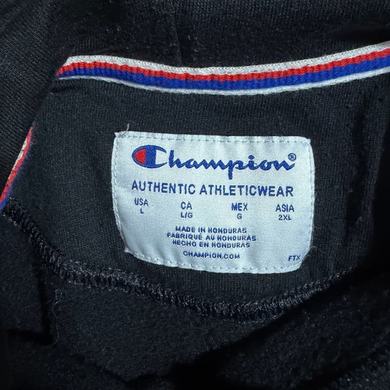 Champion Powerblend Fleece Pullover Hoodie Black Script Logo - Thumbnail 4