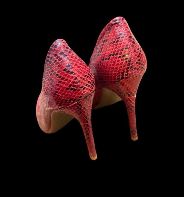 Gianni Bini Red Snakeskin Embossed Stiletto Heels Pumps Size 8M - Thumbnail 3