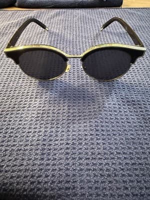 Vintage Retro Cat-Eye Clubmaster Sunglasses Black Gold Frame “Polycarbonate” - Thumbnail 2