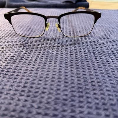 Jones New York J358 Black Browline Eyeglass Frames 51-20-145 Gold Tone Vintage - Thumbnail 4