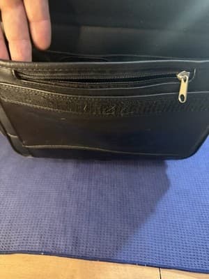 Black Leather Rolling Wheeled Laptop Briefcase Mobile Office Pilot Case - Thumbnail 6