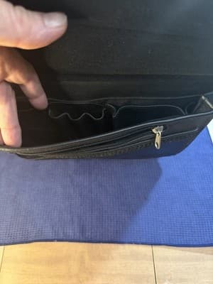 Black Leather Rolling Wheeled Laptop Briefcase Mobile Office Pilot Case - Thumbnail 5