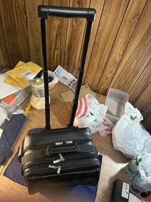 Black Leather Rolling Wheeled Laptop Briefcase Mobile Office Pilot Case - Thumbnail 11