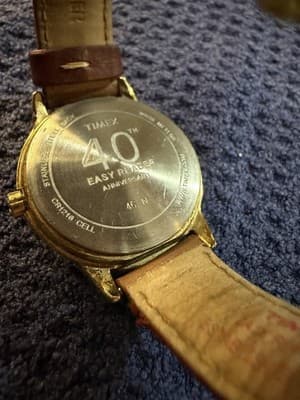 Timex Easy Reader 40th Anniversary Edition Watch Gold Tone Brown Leather Indiglo - Thumbnail 4