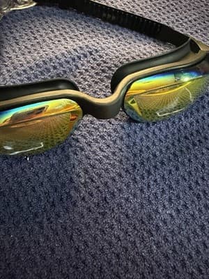 Aegend Swim Goggles Rainbow Mirrored Lens Anti-Fog UV Protection Adult Black - Thumbnail 5