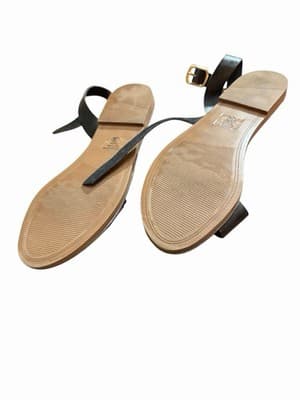 Y Not Black Flat Sandals Ankle Wrap Gold Buckle Women’s [Size] - Thumbnail 4