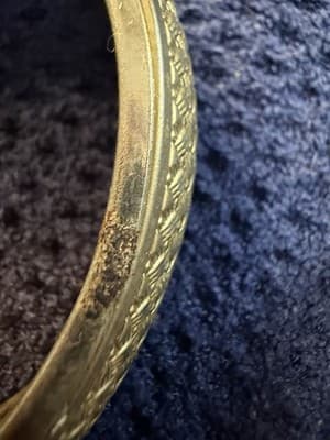 Gold Tone Hinged Bangle Bracelet Basket Weave Embossed Box Clasp No Hallmarks - Thumbnail 4