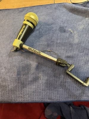 SelfieMic Gold Karaoke Selfie Stick Microphone Set Worlds Apart Used No Box - Image 1