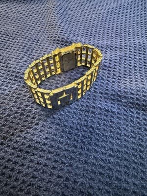 Bijoux Terner Vintage Gold Wide Ladder Link Bracelet Watch Quartz K-19204L - Thumbnail 7