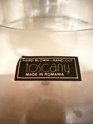 Toscany Hand Blown Etched Glass Vase Made in Romania Vintage Art Glass - Thumbnail 3