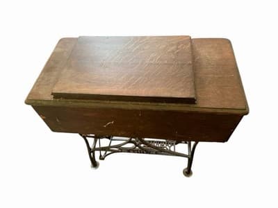 Antique White Rotary Sewing Machine Electric Treadle Cabinet w Manual - Thumbnail 2