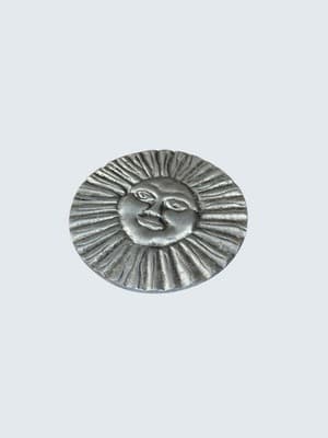 Vintage Metal Sun Face Wall Plaque Mexico Rustic Silver Decor - Image 1