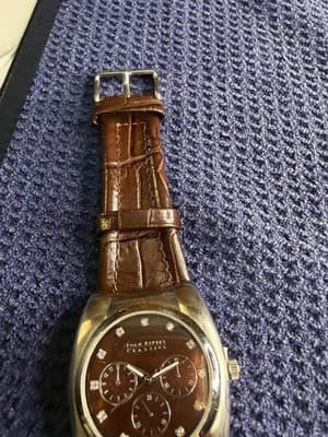 New Joan Rivers Classics Brown Dial Bezel Quartz Watch, Brown Leather Strap V377 - Thumbnail 6