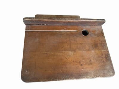 ANTIQUE Wood and Cast Iron child's fold up bench school desk - Thumbnail 3