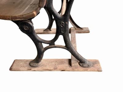 ANTIQUE Wood and Cast Iron child's fold up bench school desk - Thumbnail 5